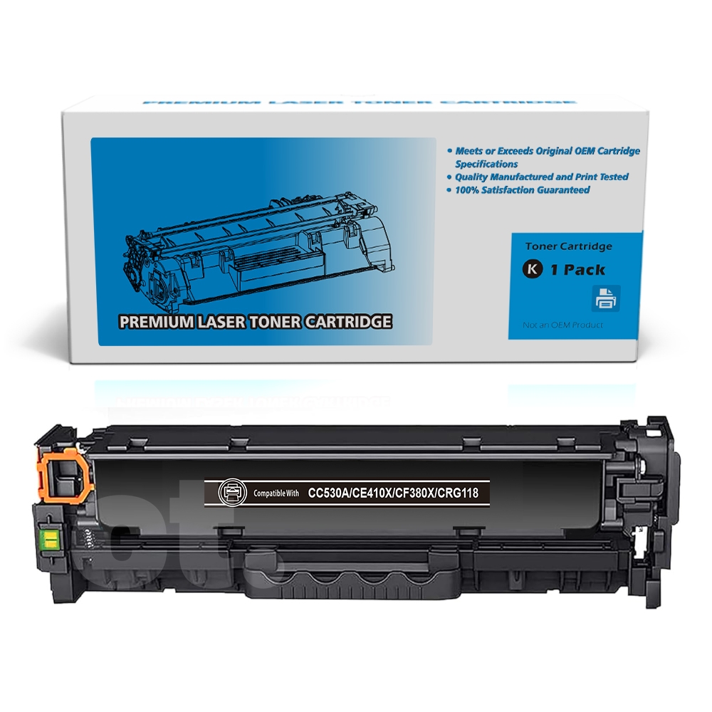 HP CC530A CE410X CF380X Canon CRG118 Compatible Black Standard Yield Toner Cartridge -1 Pack
