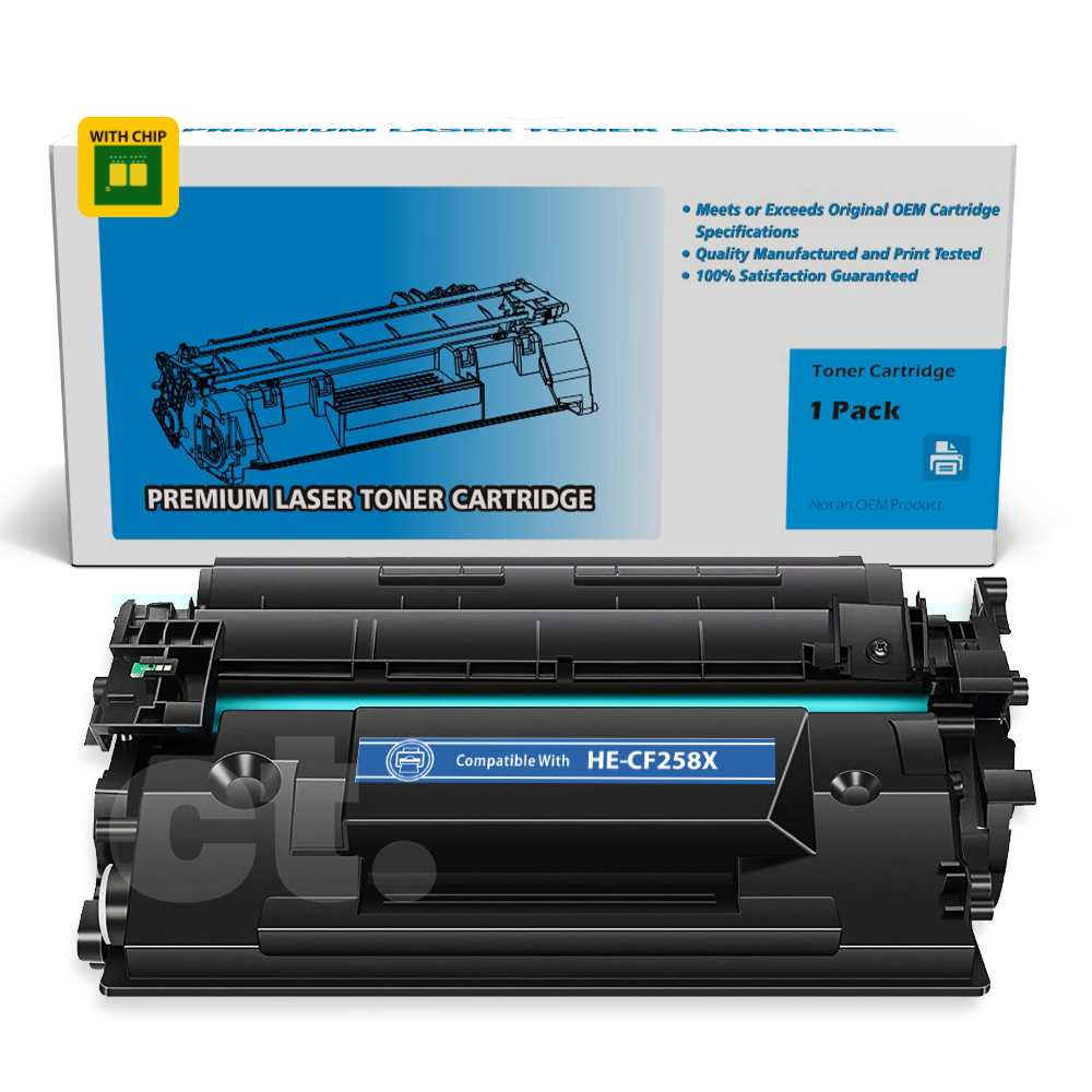 [With Chip] HP CF258X 58X Compatible Black High Yield Toner Cartridge -1 Pack