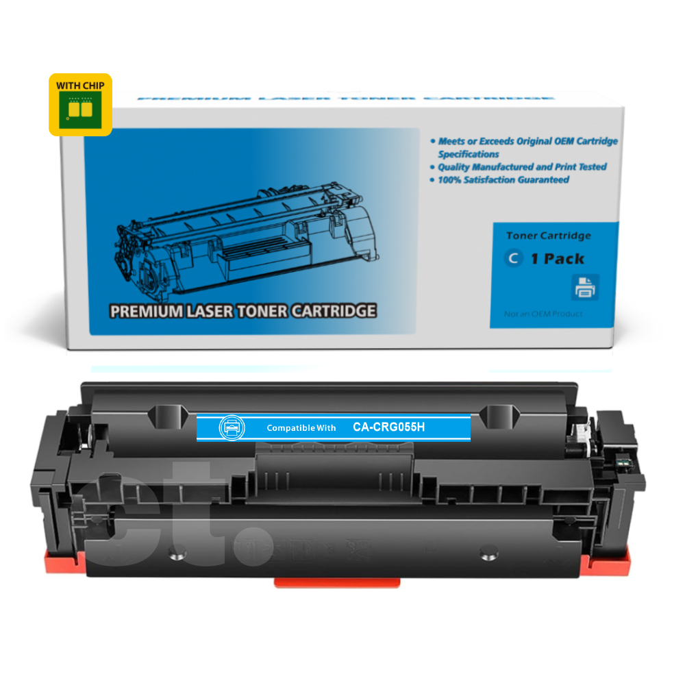 [With Chip] Canon CRG055H CRG 055H Compatible Cyan High Yield Toner Cartridge - 1 Pack