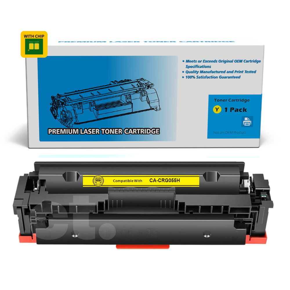 [With Chip] Canon CRG055H CRG 055H Compatible Yellow High Yield Toner Cartridge - 1 Pack