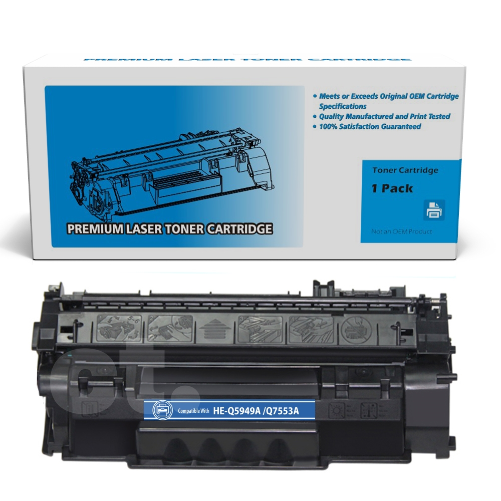 HP Q5949A 49A Q7553A 53A Compatible Black Standard Yield Toner Cartridge -1 Pack