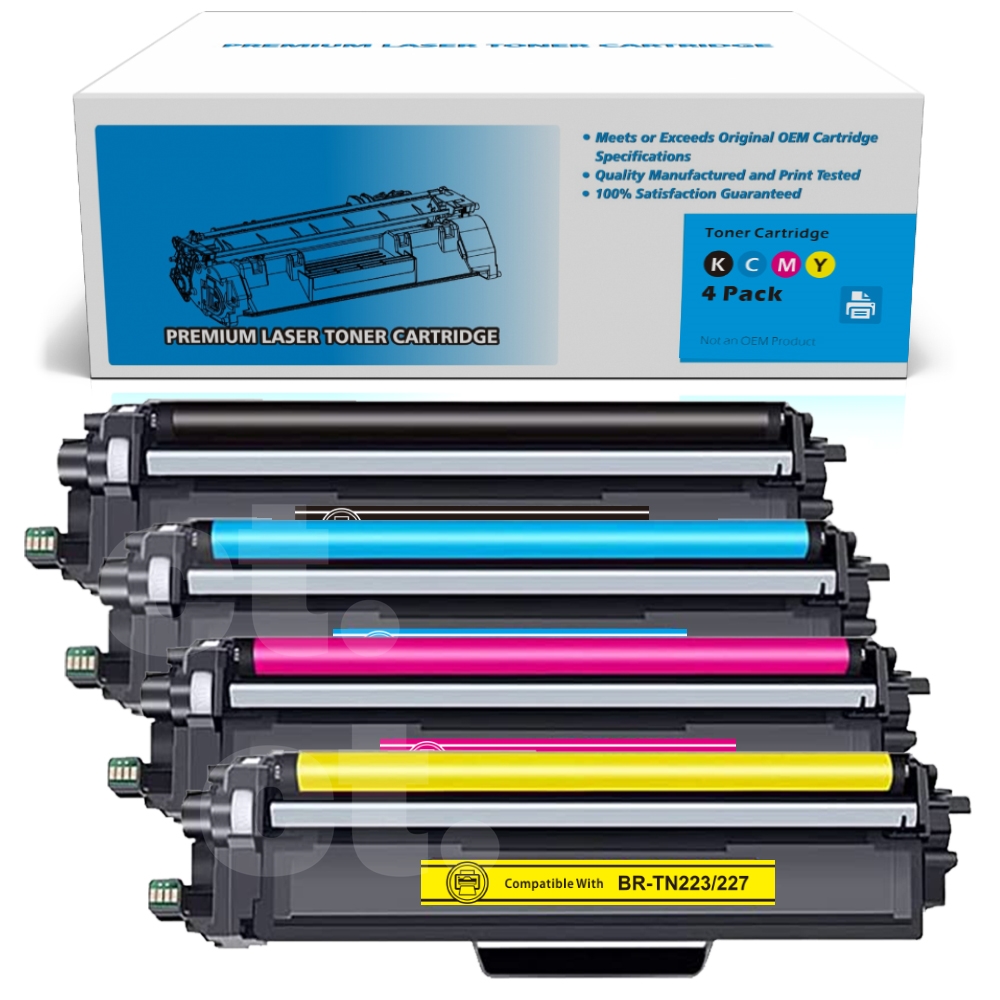 [With Chip] Brother TN-227 TN227 Combo Compatible BK/C/M/Y High Yield Toner Cartridge -4 Pack