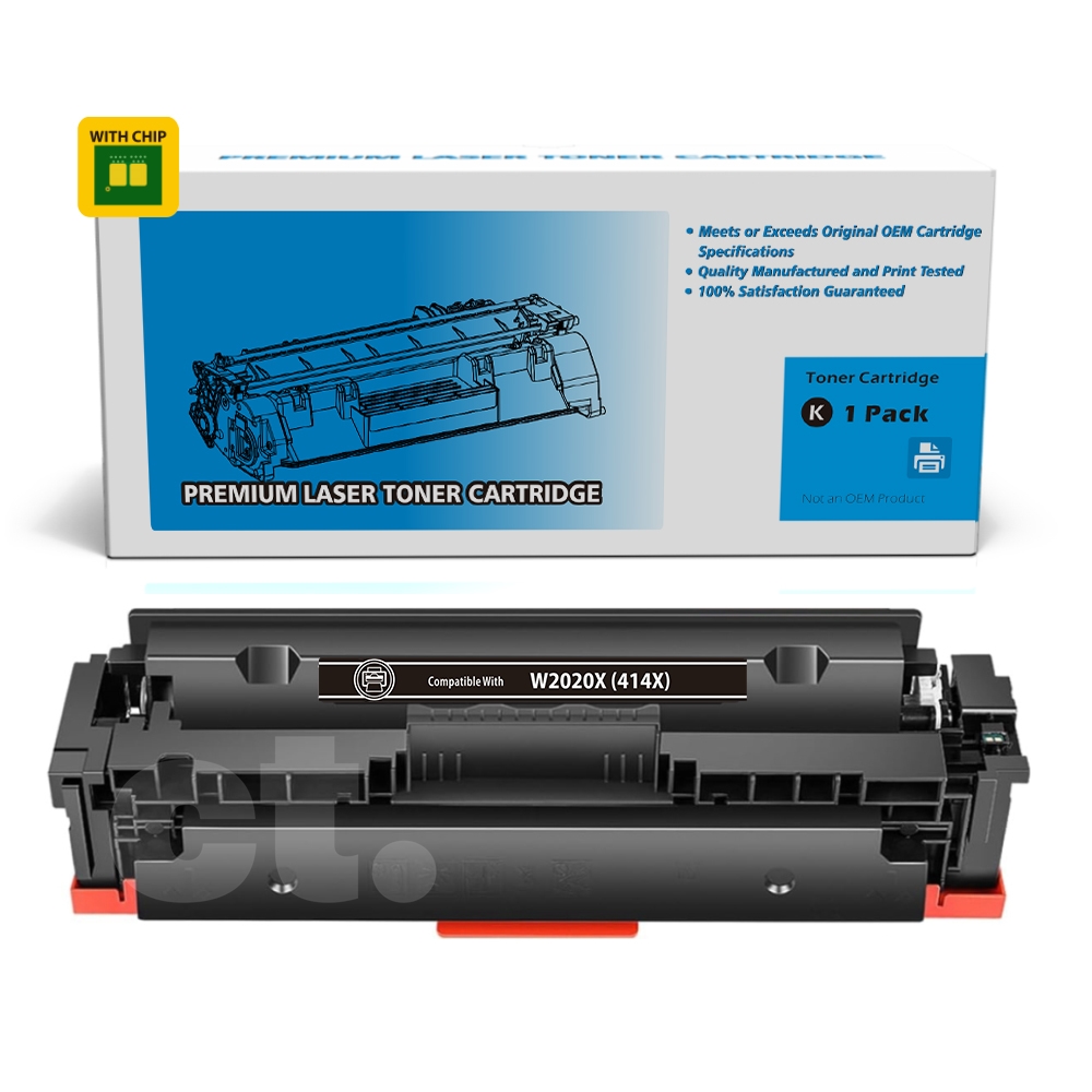 [With Chip] HP W2020X 414X Compatible Black Toner Cartridge High Yield  - 1 Pack