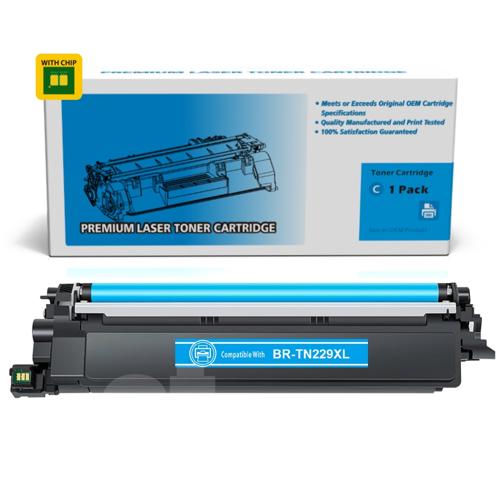 [With Chip] Brother TN-229XL TN229XL Compatible Cyan Toner Cartridge High Yield  - 1 Pack