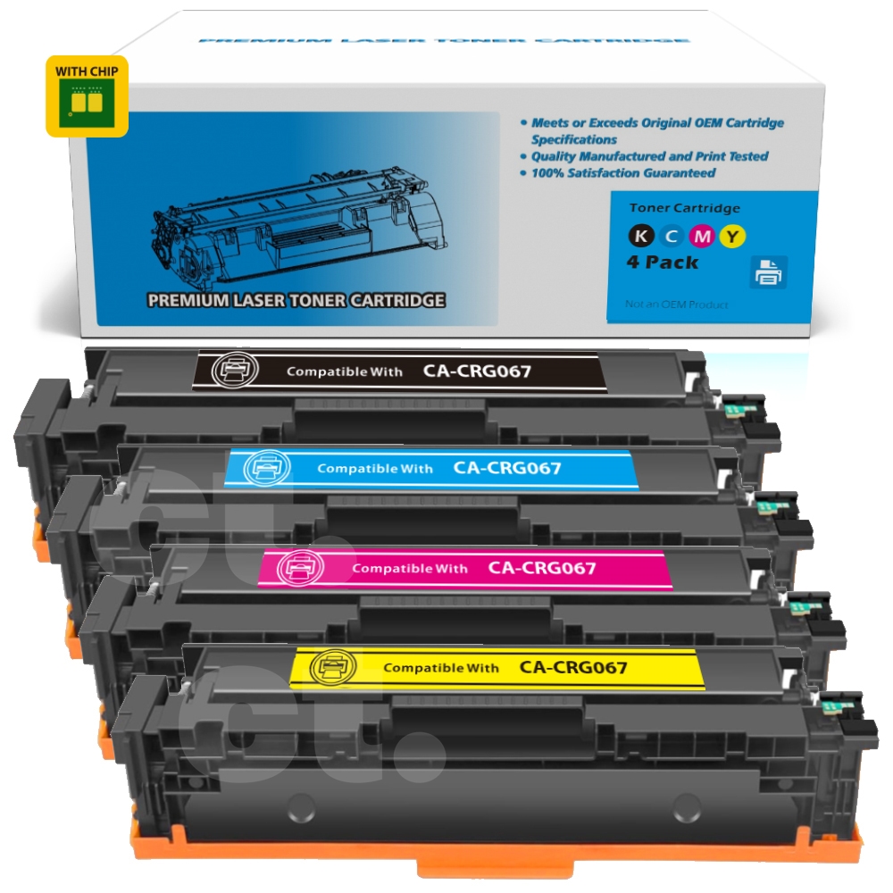 [With Chip] Canon CRG067 CRG 067 Compatible BK/C/M/Y Standard Yield Toner Cartridge - 4 Pack