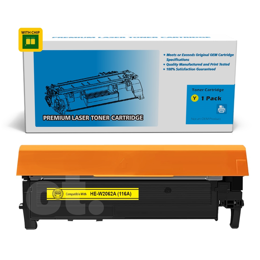 [With Chip] HP W2062A 116A Compatible Yellow Standard Yield Toner Cartridge -1 Pack