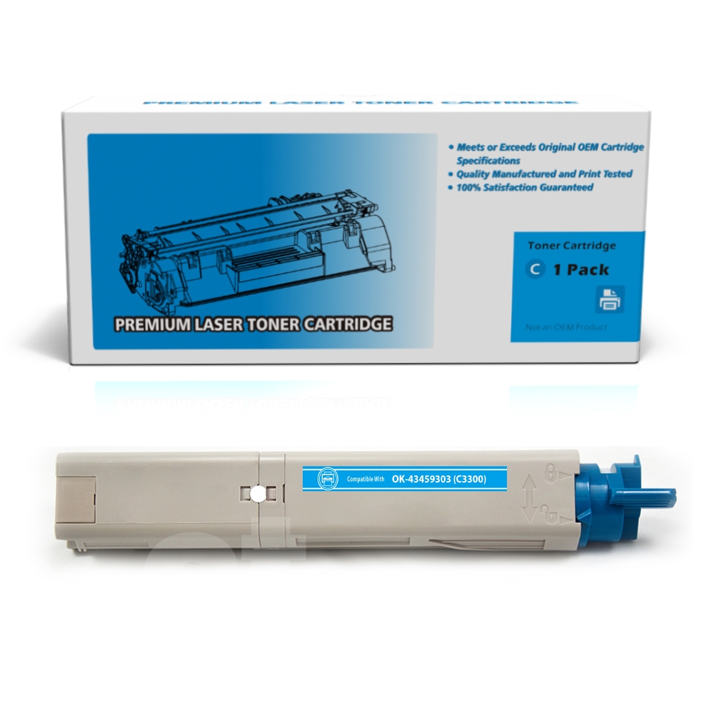 OKI 43459303 (C3300) Compatible Cyan High Yield Toner Cartridge -1 Pack