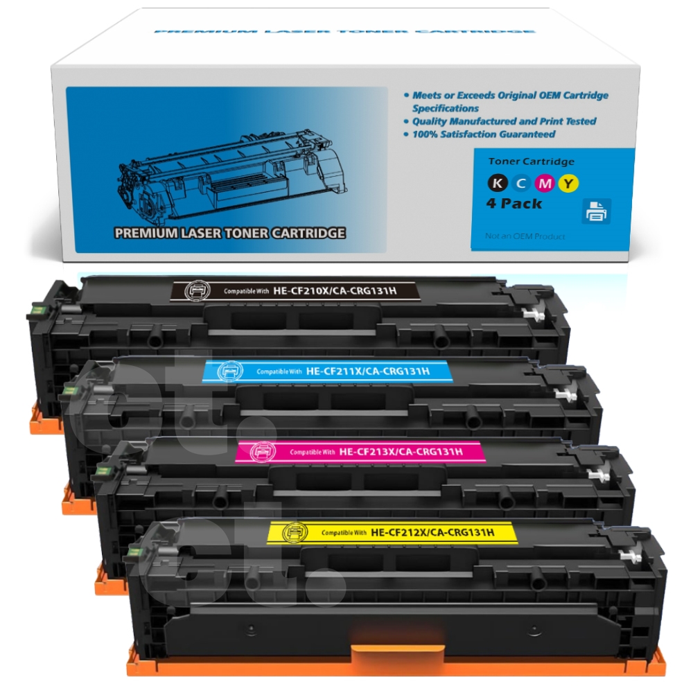 HP CF210X 1/2/3A 131A 131X Canon CRG131 Combo Compatible BK/C/M/Y Standard Yield Toner Cartridge -4 Pack