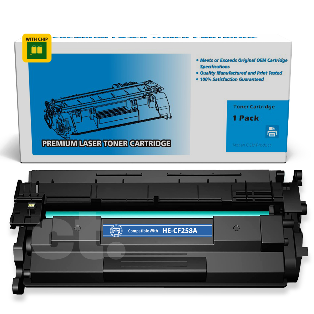 [With Chip] HP CF258A 58A Compatible Black Standard Yield Toner Cartridge -1 Pack