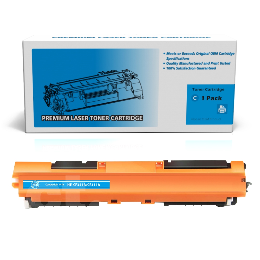HP CF351A 130A CE311A 126A Compatible Cyan Standard Yield Toner Cartridge -1 Pack