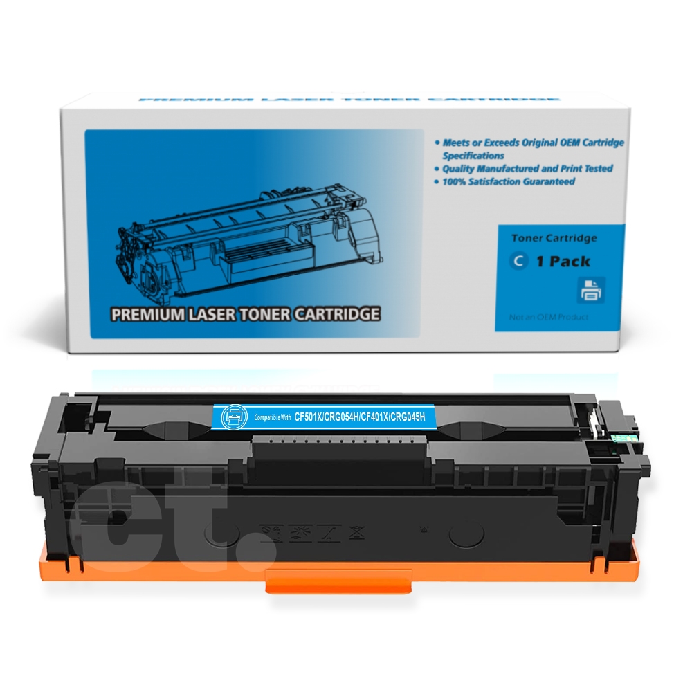 HP CF501X 202X Canon CRG054H CF401X 201X Canon CRG045H Compatible Cyan High Yield Toner Cartridge - 1 Pack