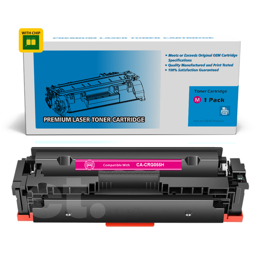 [With Chip] Canon CRG055H CRG 055H Compatible Magenta High Yield Toner Cartridge - 1 Pack