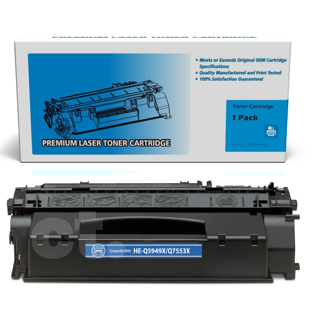 HP Q5949X 49X Q7553X 53X Compatible Black High Yield Toner Cartridge -1 Pack