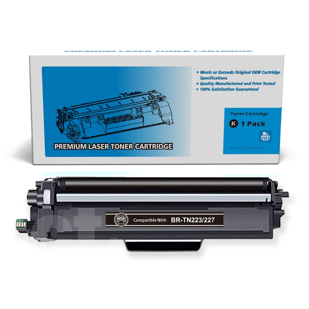 [With Chip] Brother TN-227 TN227 Compatible Black High Yield Toner Cartridge -1 Pack