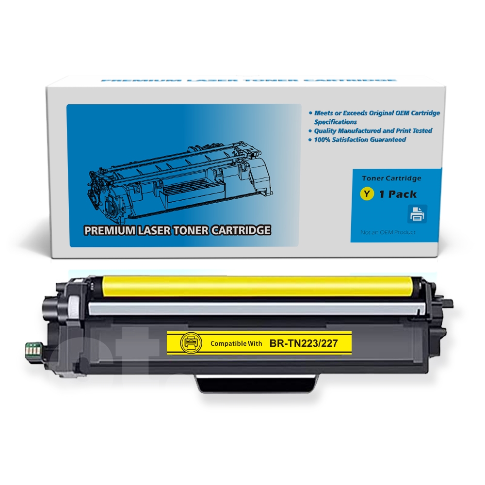 [With Chip] Brother TN-227 TN227 Compatible Yellow High Yield Toner Cartridge -1 Pack