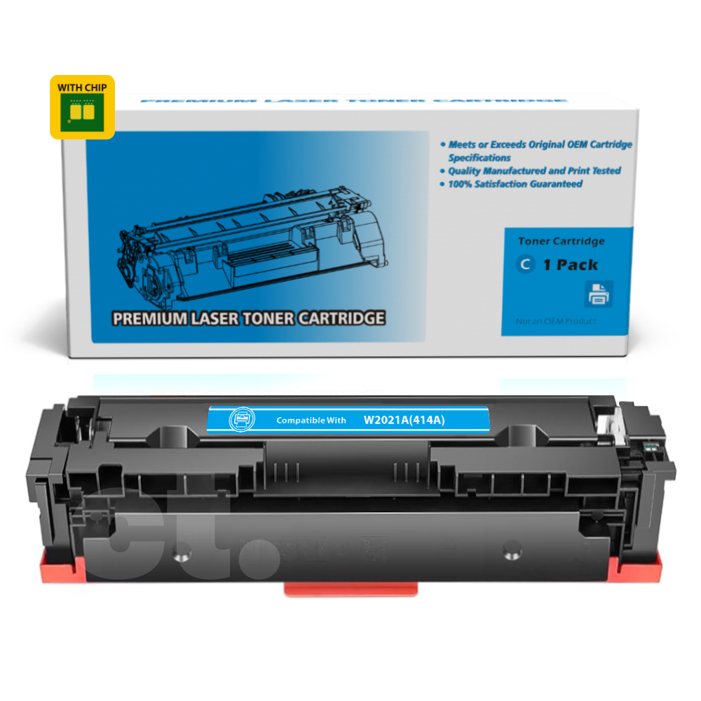 [With Chip] HP W2021A 414A Compatible Cyan Standard Yield Toner Cartridge - 1 Pack