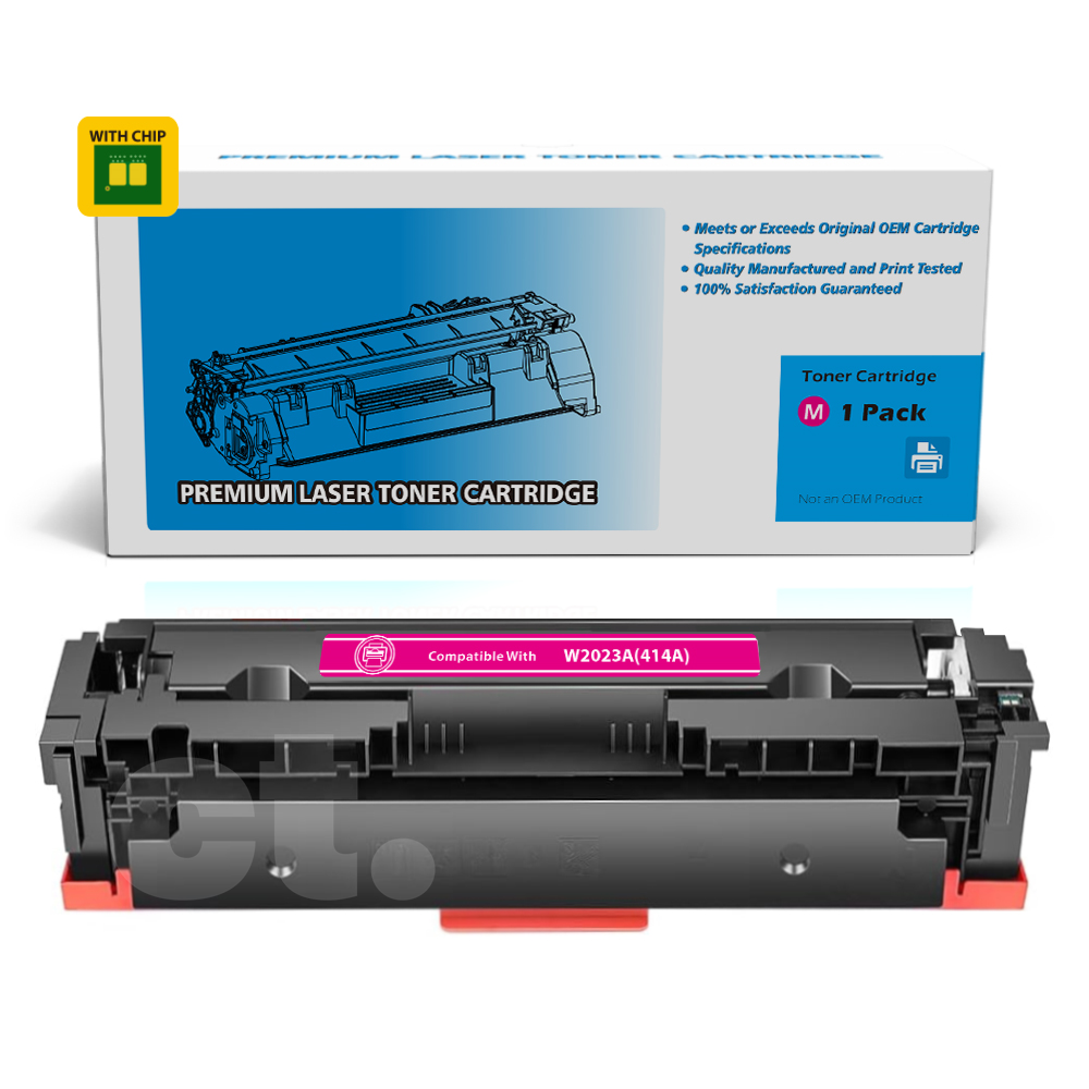 [With Chip] HP W2023A 414A Compatible Magenta Standard Yield Toner Cartridge - 1 Pack