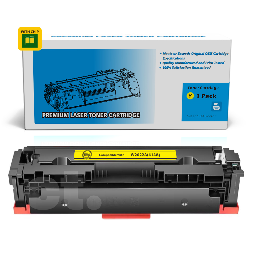 [With Chip] HP W2022A 414A Compatible Yellow Standard Yield Toner Cartridge - 1 Pack