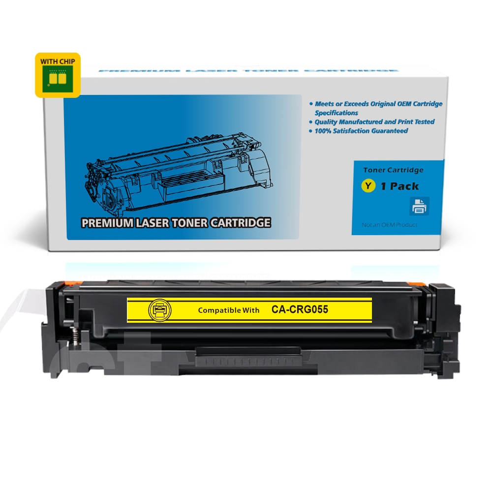 [With Chip] Canon CRG055 CRG 055 Compatible Yellow Toner Cartridge Standard Yield  - 1 Pack