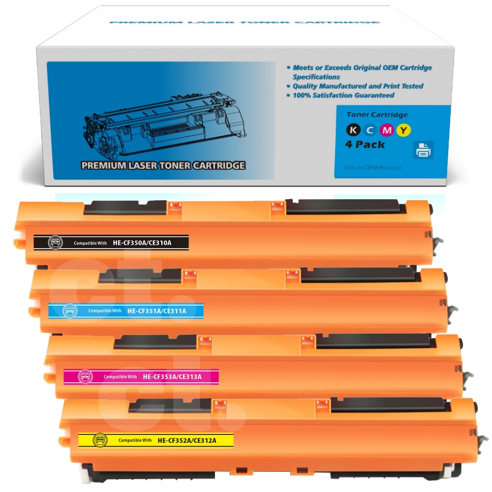 HP CF350A/1/2/3A 130A CE310A/1/2/3A 126A Combo Compatible BK/C/M/Y Toner Cartridge Standard Yield  - 4 Pack