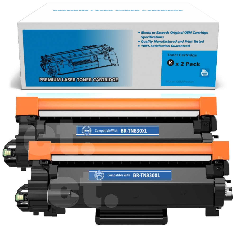 [With Chip] Brother TN-830XL TN830XL Compatible Black Toner Cartridge High Yield - 2 Pack