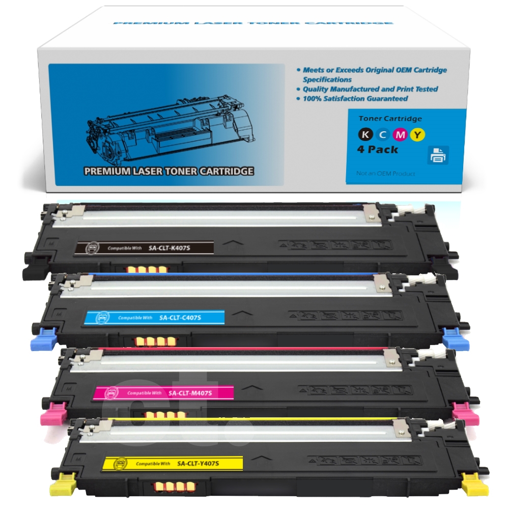 Samsung CLT-407S CLT407S Combo Compatible BK/C/M/Y Toner Cartridge Standard Yield  - 4 Pack