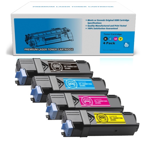 [162250520131] Xerox 106R01594 106R01595 106R01596 106R01597 (6500/6505) Combo Compatible BK/C/M/Y High Yield Toner Cartridge - 4 Pack
