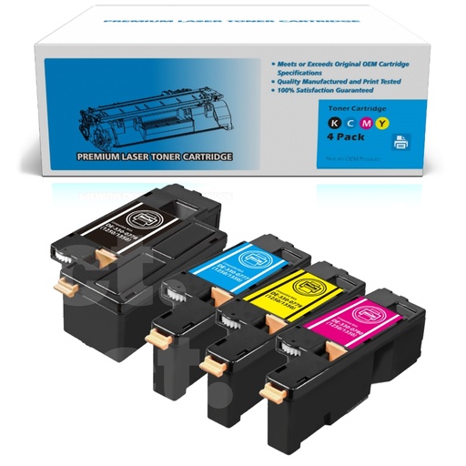 [162120520186] Dell 331-0777 331-0778 331-0779 331-0780 (DE1250/1350) Combo Compatible BK/C/M/Y Standard Yield Toner Cartridge - 4 Pack