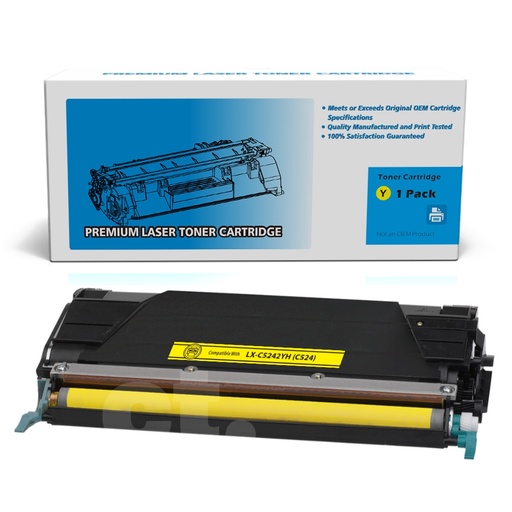 [162180418331] Lexmark C5242YH (C524) Remanufactured Yellow Standard Yield Toner Cartridge -1 Pack