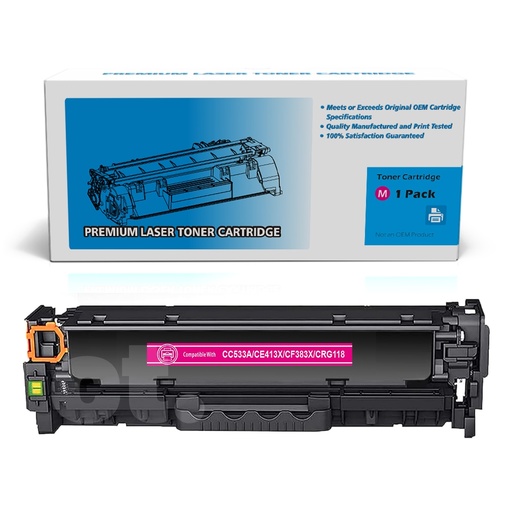[162140311269] HP CC533A CE413A CF383A Canon CRG118 Compatible Magenta Standard Yield Toner Cartridge -1 Pack