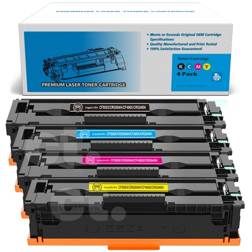 [162140523877] HP CF500X 202X Canon CRG054H CF400X 201X Canon CRG045H Compatible BK/C/M/Y High Yield Toner Cartridge - 4 Pack