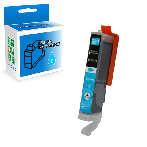 [164110214471] Canon CLI-251XL 6449B001 Compatible Cyan High Yield Ink Cartridge -1 Pack