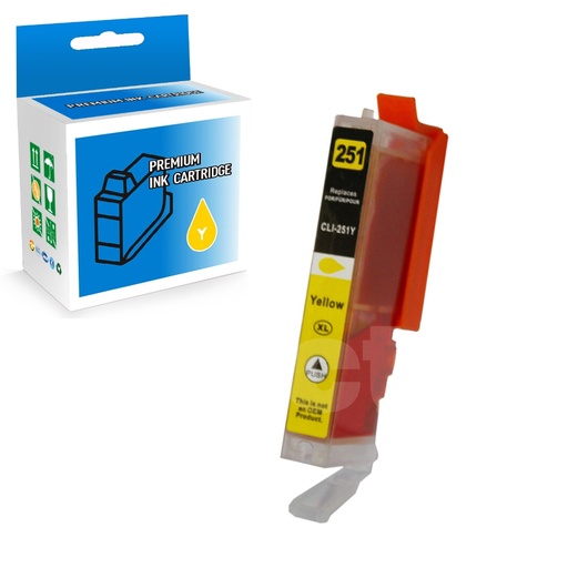 [164110414499] Canon CLI-251XL 6451B001 Compatible Yellow High Yield Ink Cartridge -1 Pack