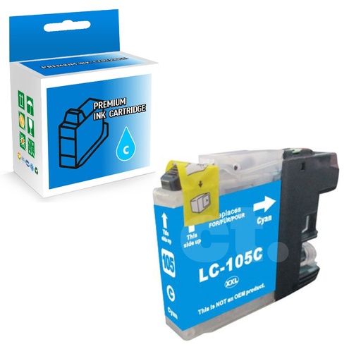 [164100214023] Brother LC105XXL Compatible Cyan Extra High Yield Ink Cartridge -1 Pack