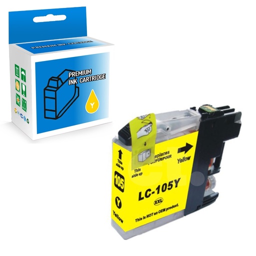 [164100414041] Brother LC105XXL Compatible Yellow Extra High Yield Ink Cartridge -1 Pack