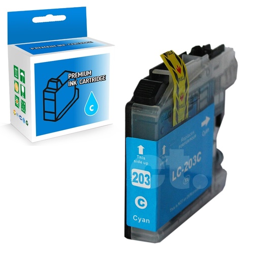 [164100214061] Brother LC203XL Compatible Cyan High Yield Ink Cartridge -1 Pack