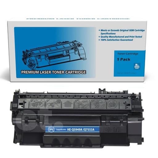 [162140112095] HP Q5949A 49A Q7553A 53A Compatible Black Standard Yield Toner Cartridge -1 Pack