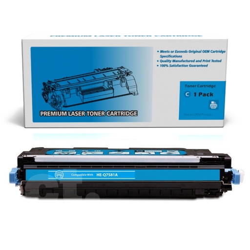 [162140212320] HP Q7581A 503A Remanufactured Cyan Standard Yield Toner Cartridge -1 Pack