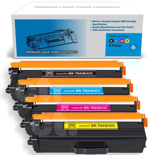 [162100516055] Brother TN-436 TN436 TN-433 TN433 Combo Compatible BK/C/M/Y Extra High Yield Toner Cartridge -4 Pack