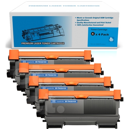 [162100116378] Brother TN-450 TN450 Combo Compatible Black High Yield Toner Cartridge -4 Pack