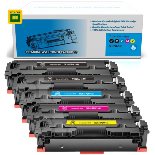 [162141724037] [With Chip] HP W2020A/1/2/3A 414A Compatible B/B/C/M/Y Standard Yield Toner Cartridge - 5 Pack