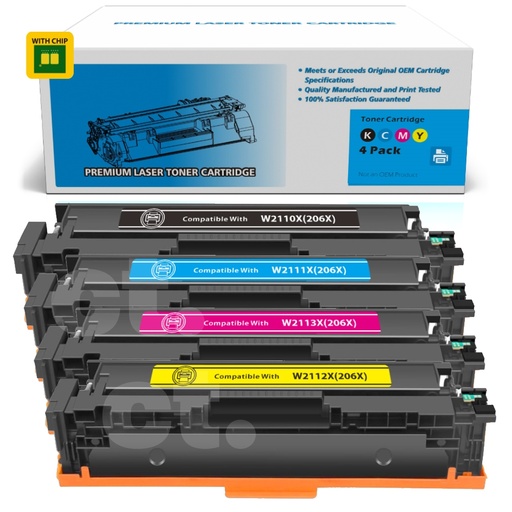 [162140523785] [With Chip] HP W2110X/1/2/3X 206X Compatible BK/C/M/Y High Yield Toner Cartridge - 4 Pack
