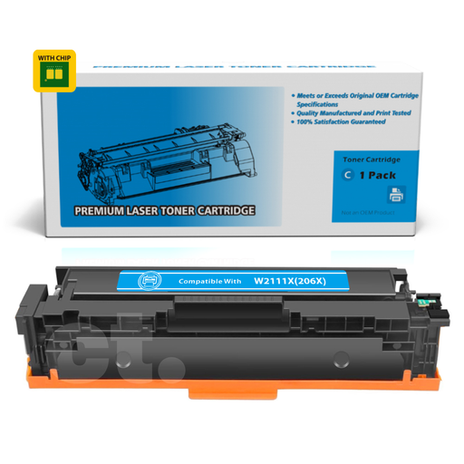 [162140223548] [With Chip] HP W2111X 206X Compatible Cyan High Yield Toner Cartridge - 1 Pack