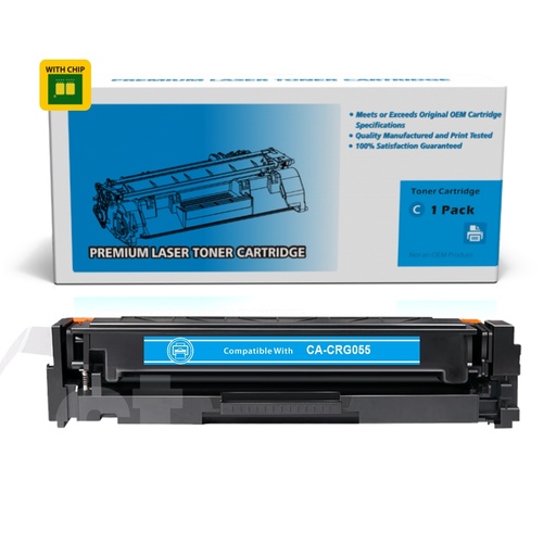 [162110224445] [With Chip] Canon CRG055 CRG 055 Compatible Cyan Toner Cartridge Standard Yield  - 1 Pack