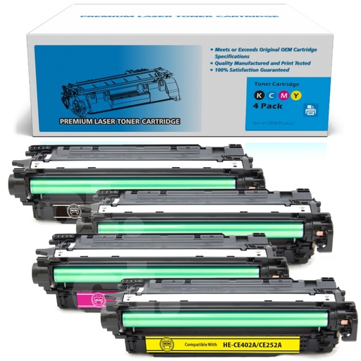 [162140524256] HP CE400X/1/2/3A 507X 507A CE250X/1/2/3A Compatible BK/C/M/Y Toner Cartridge High Yield  - 4 Pack