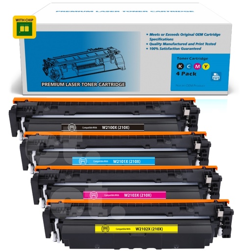 [162140525109] [With Chip] HP W2100X/1/2/3X 210X Compatible BK/C/M/Y Toner Cartridge High Yield  - 4 Pack