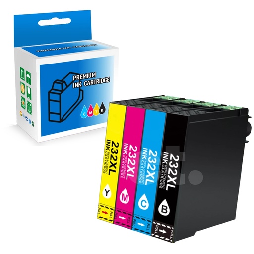 [164130525212] Epson T232XL 232XL Remanufactured BK/C/M/Y Ink Cartridge High Yield  - 4 Pack