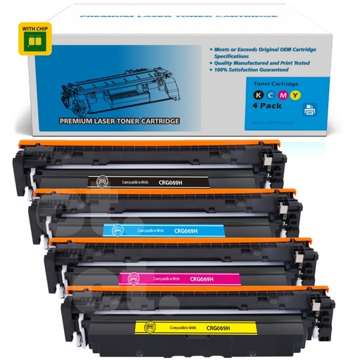 [162110526150] [With Chip] Canon CRG069H CRG 069H Compatible BK/C/M/Y High Yield Toner Cartridge - 4 Pack