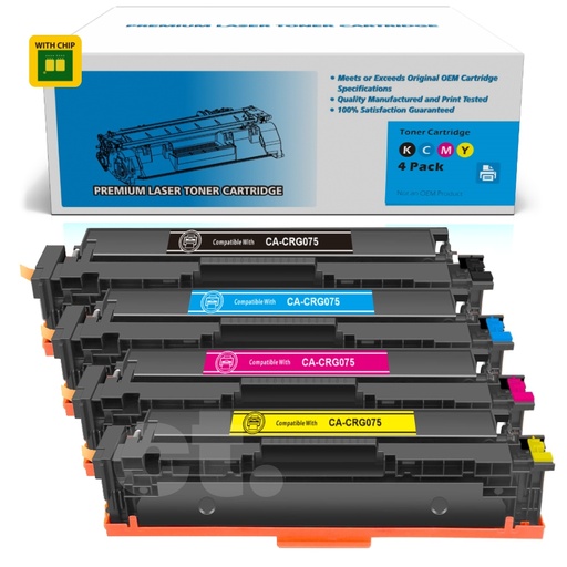 [162110526730] [With Chip] Canon CRG075 CRG 075 Compatible BK/C/M/Y Standard Yield Toner Cartridge - 4 Pack